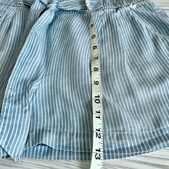 JOLT Junior’s Flowy Pull‎ On Fabric Tie Blue Stripe Shorts Size M Cowgirl Boho - Picture 12 of 14